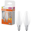 Ledvance Gmbh Osram E14 LED gyertya, 1,8W, 250 lm, 2700 K, melegfehér, opál üveg-25 W izzó helyett, 2 darabos - Star Classic B
