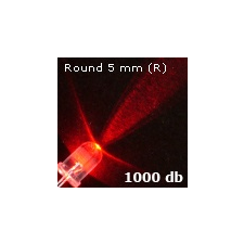 LEDvonal LED Dióda (5 mm - kerek fejű - 25°) Piros (1000 db) világítási kellék