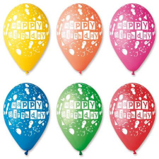 Léggömb, 30 cm, "Happy Birthday", lufis party kellék