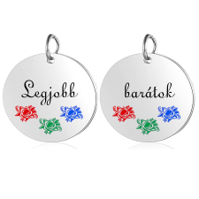 Legjobb barátok színes virágos páros medál láncra, vagy kulcstartóra (többféle) medál