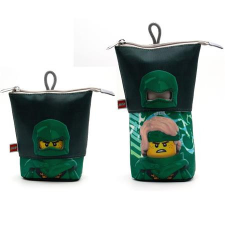 LEGO Tolltartó, cipzáras, pop-up, LEGO "Ninjago Lloyd", fekete-zöld-mintás tolltartó