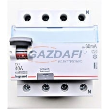 LEGRAND 411795 TX3 áram-védőkapcsoló 4P D 40A 500MA A villanyszerelés