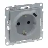 LEGRAND 721329 Suno 2P+F + USB-C dugalj csatlakozóaljzat (rugós), biztonsági zsaluval, alumínium