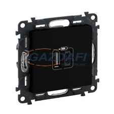 LEGRAND 756306 Valena Life kettős USB-A + USB-C csatlakozóaljzat 3A–15W, fekete villanyszerelés