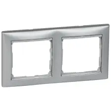 LEGRAND 770352 Valena Alumínium / Ezüst, kettes vízszintes keret villanyszerelés