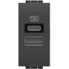 LEGRAND BTICINO L4191AC LL - USB töltőaljzat (15W - type: A+C), 1m, antracit