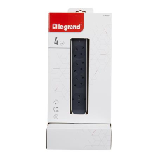 LEGRAND Elosztóoszlop, 4 csatlakozóaljzat,  túlfeszültség védelemmel, 2 m kábelhosszúság, USB csatlakozók, LEGRAND, fehér-fekete hosszabbító, elosztó
