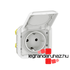 LEGRAND Legrand Plexo 55 2P+F csatlakozóaljzat csapófedéllel, rugós vezetékbekötéssel, fehér, Legrand 069640L villanyszerelés