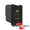 LEGRAND Program Mosaic kettős USB-A és USB-C töltőaljzat - 3 A - 15 W, 1 modul, fekete, Legrand 077672L