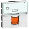 LEGRAND Program Mosaic RJ 45 informatikai csatlakozóaljzat, 1 x RJ 45 árnyékolt (FTP) Cat.6, 2 modul széles, narancssárga redőnnyel, fehér