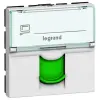 LEGRAND Program Mosaic RJ 45 informatikai csatlakozóaljzat, 1 x RJ 45 árnyékolt (FTP) Cat.6, 2 modul széles, zöld redőnnyel, fehér