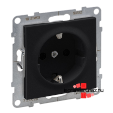 LEGRAND Suno 2P+F csatlakozóaljzat biztonsági zsalu nélkül, csavaros vezetékbekötéssel fekete, Legrand 721425 villanyszerelés