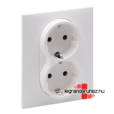 LEGRAND Suno 2x2P+F csatlakozóaljzat biztonsági zsaluval, egybeépített burkolattal, rugós fehér, Legrand 721126 villanyszerelés