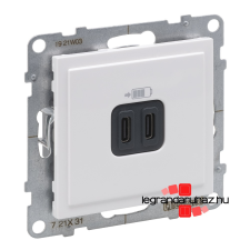 LEGRAND Suno töltőaljzat kettős USB C-típusú csatlakozóval, fehér, Legrand 721131 villanyszerelés