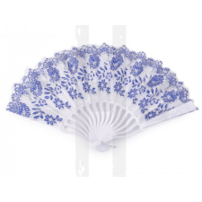  Legyező csillámporos  - Kék mintás party kellék