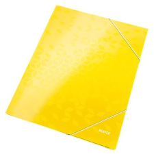 Leitz Gumis mappa, 15 mm, karton, A4, lakkfényű, LEITZ &quot;Wow&quot;, sárga mappa