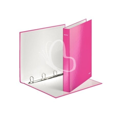 Leitz Gyűrűs könyv, 4 gyűrű, D alakú, 40 mm, A4 Maxi, karton, lakkfényű, LEITZ &quot;Wow&quot;, rózsaszín kreatív papír