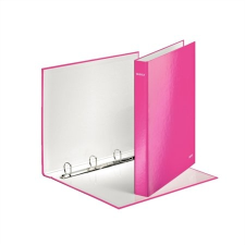 Leitz Gyűrűs könyv, 4 gyűrű, D alakú, 40 mm, A4 Maxi, karton, lakkfényű,  "Wow", rózsaszín gyűrűskönyv