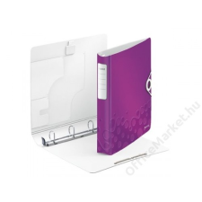 Leitz Gyűrűs könyv, 4 gyűrű, D alakú, 52 mm, A4, PP, LEITZ Active Wow lila (E42400062) gyűrűskönyv