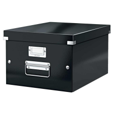Leitz Irattároló doboz, A4, lakkfényű, Leitz Click&amp;Store, fekete irattartó