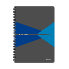 Leitz Office 90 lapos A4 kockás spirálfüzet - Szürke -kék füzet