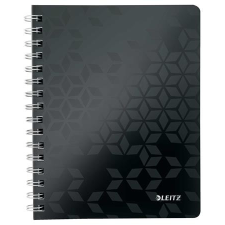  LEITZ Spirálfüzet, A5, kockás, 80 lap, LEITZ &quot;Wow&quot;, fekete füzet