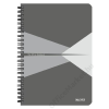 Leitz Spirálfüzet, A5, kockás, 90 lap, laminált karton borító, LEITZ "Office", szürke (E44580085)