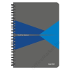 Leitz Spirálfüzet, A5, kockás, 90 lap, laminált karton borító, LEITZ "Office", szürke-kék (E44580035)