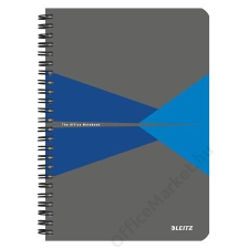 Leitz Spirálfüzet, A5, kockás, 90 lap, laminált karton borító, LEITZ "Office", szürke-kék (E44580035) füzet