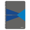 Leitz Spirálfüzet, A5, kockás, 90 lap, laminált karton borító, LEITZ "Office", szürke-kék