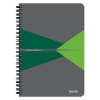 Leitz Spirálfüzet, A5, kockás, 90 lap, laminált karton borító, LEITZ "Office", szürke-zöld