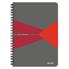 Leitz spirálfüzet, A5, kockás, 90 lap, "Office", szürke-piros (E44980025) (E44980025) füzet