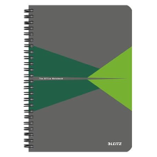 Leitz spirálfüzet, A5, kockás, 90 lap, "Office", szürke-zöld (E44980055) (E44980055) füzet