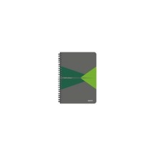 Leitz Spirálfüzet, A5, kockás, 90 lap, PP borító, LEITZ Office, szürke-zöld füzet