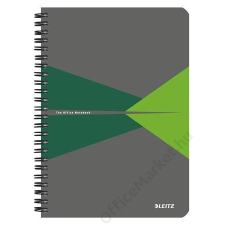 Leitz Spirálfüzet, A5, kockás, 90 lap, PP borító, LEITZ "Office", szürke-zöld (E44980055) füzet