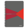Leitz Spirálfüzet, A5, kockás, 90 lap, PP borító, LEITZ "Office", szürke-piros