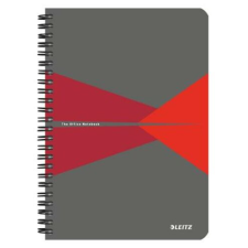 Leitz Spirálfüzet, A5, vonalas, 90 lap, laminált karton borító, LEITZ "Office", szürke-piros füzet