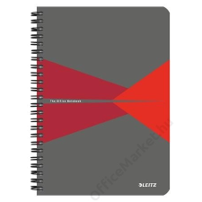 Leitz Spirálfüzet, A5, vonalas, 90 lap, laminált karton borító, LEITZ "Office", szürke-piros (E44590025) füzet