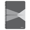 Leitz Spirálfüzet, A5, vonalas, 90 lap, laminált karton borító, LEITZ "Office", szürke