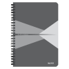 Leitz Spirálfüzet, A5, vonalas, 90 lap, laminált karton borító, LEITZ "Office", szürke