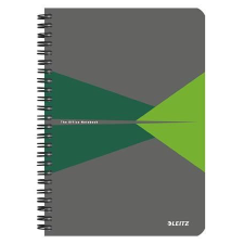 Leitz spirálfüzet, A5, vonalas, 90 lap, &quot;Office&quot;, szürke-zöld (E44990055) füzet