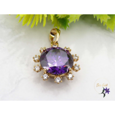  Lejla anitallergén nagy kerek köves medál 18K - lila medál