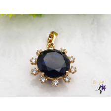  Lejla anitallergén nagy kerek köves medál 18K - sötétkék medál