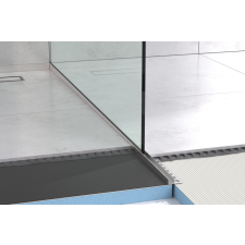 Lejtésképző profil zuhanyfal üveghez - Szálcsiszolt ezüst - Rozsdamentes acél, 120cm, 180cm, jobb, bal építőanyag