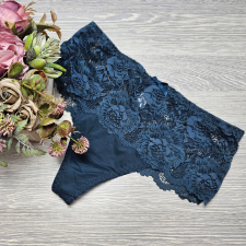 Lemila Magas derekú csipkés tanga M, Grafit női alsó