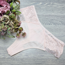 Lemila Magas derekú pamut tanga csipke betéttel M, Babarózsaszín