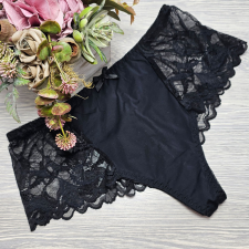 Lemila Magas derekú tanga csipkés szélű Fekete, L női alsó