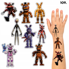LEMOSHATÓ TETOVÁLÁSOK GYEREKEKNEK IDEIGLENES FNAF FREDDYS - 8 EL. / 150 RAJZ csillámtetoválás