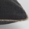  Len egyszínű párnahuzat dekoratív köves szegéllyel Fekete 43x43 cm