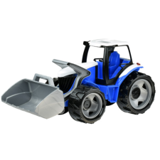 LENA : Óriás traktor homlokrakodóval kék/fehér 62cm autópálya és játékautó